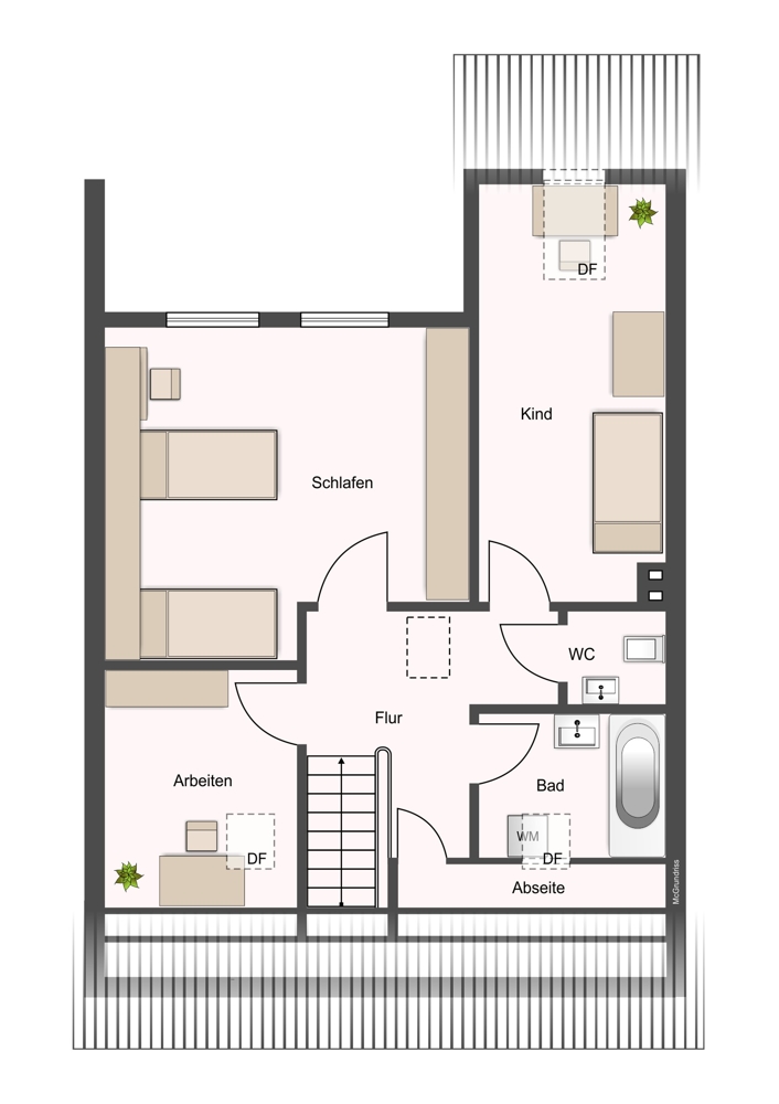 Reihenhaus in ruhiger Lage - Grundriss Obergeschoss