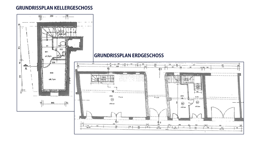 *Gewerbeflächen im Historischen Stadthaus!* - Grundrissplan Kellergeschoss/Erdgeschoss