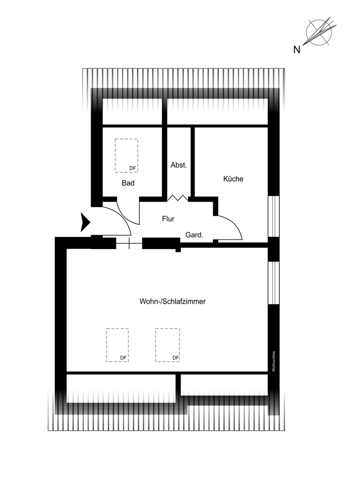 12 Wohnungen in der Hansestadt Lüneburg: Besonders energieeffizient und komplett vermietet! - Dachgeschoss 1-Zimmer-Wohnung