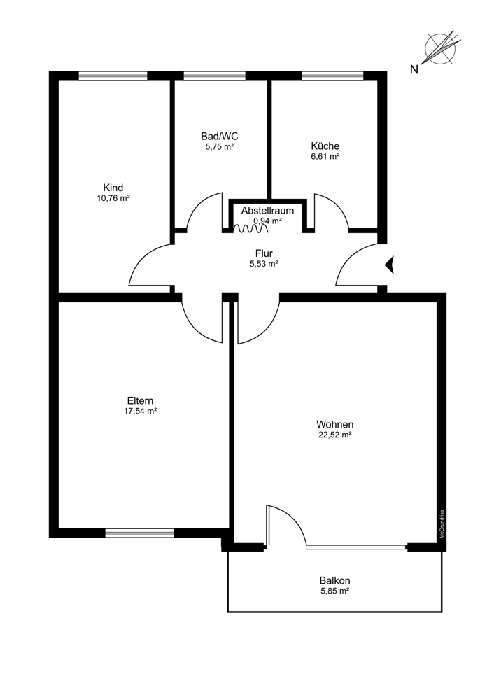 12 Wohnungen in der Hansestadt Lüneburg: Besonders energieeffizient und komplett vermietet! - 1.OG 3-Zimmer-Wohnung