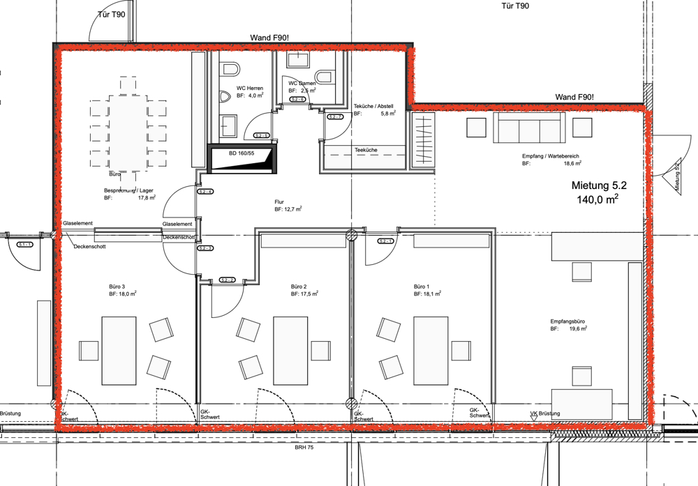 * Moderne Bürofläche in guter Lage * - Einheit 140m2(3)(3)