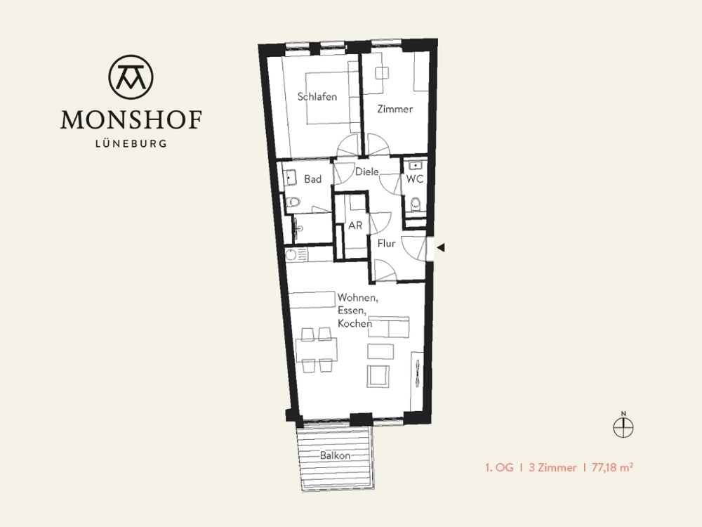 Erstbezug im MONSHOF - Stilvolle Wohnung - MONSHOF Grundriss Whg. 14(1)