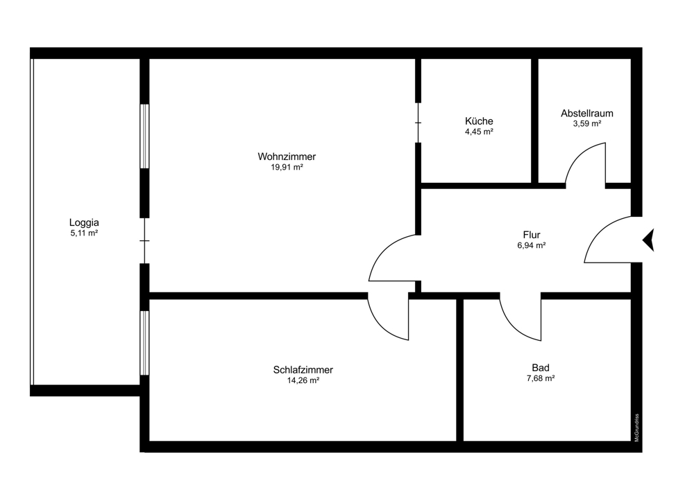 Solide Kapitalanlage: Moderne innenstadtnahe 2‑Zimmer‑Wohnung - Grundriss