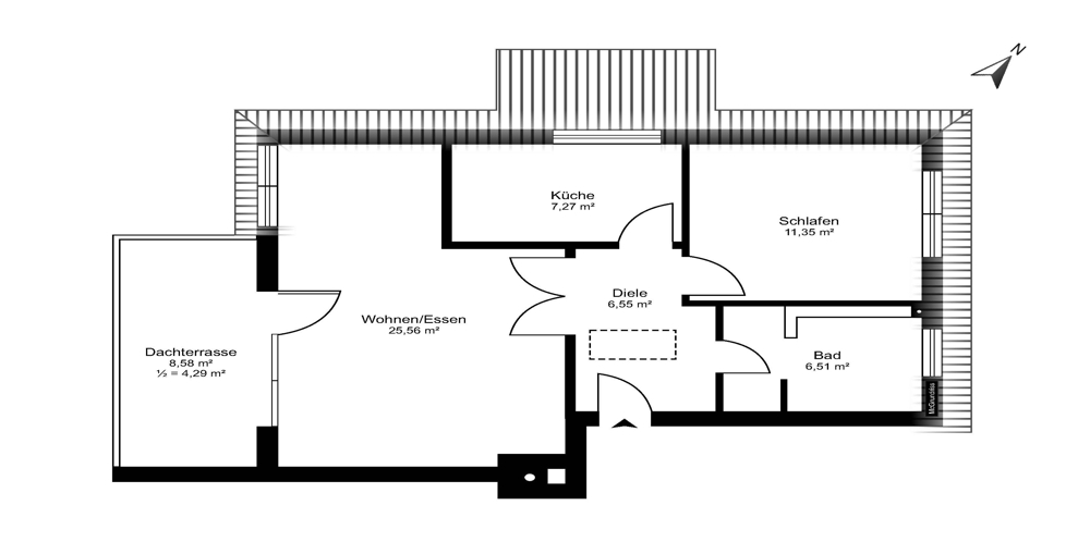 Ihr Mieter genießt die Dachterrasse! - mit Nordpfeil