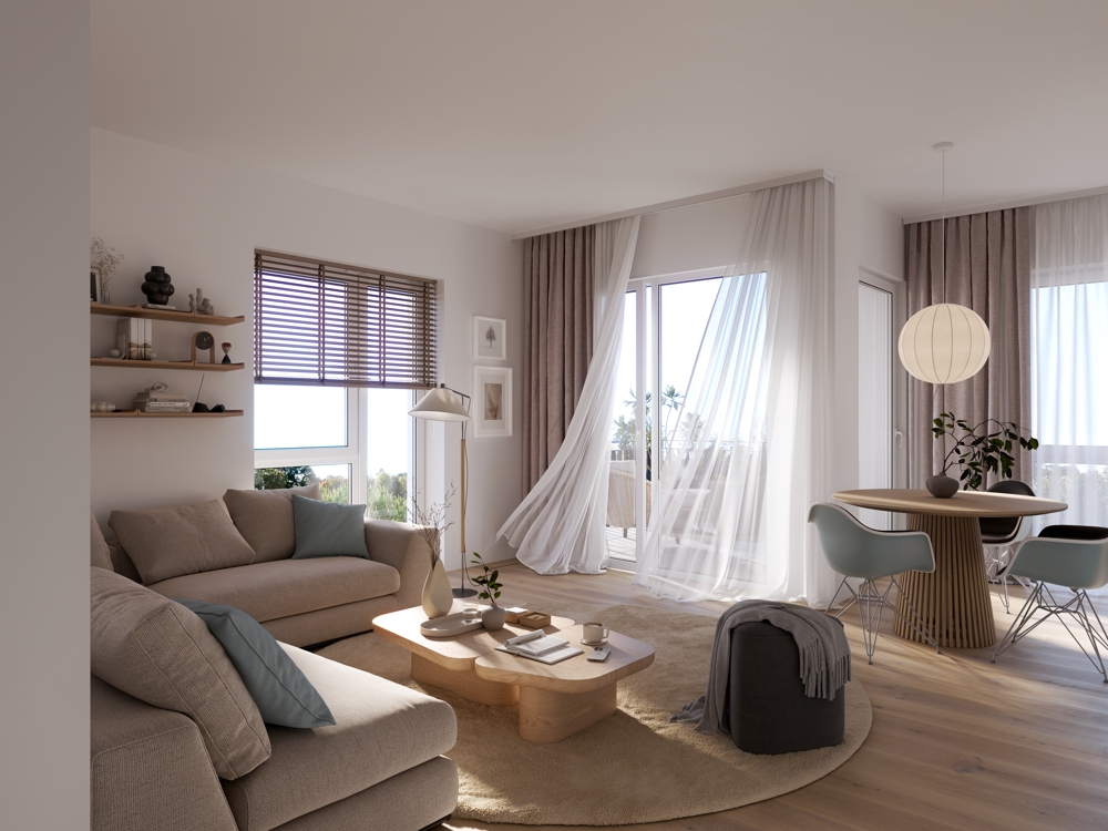 Hochwertige 2-Zimmer-Stadtwohnung - Wohnzimmer