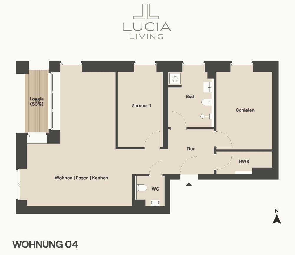Eleganz trifft Funktionalität – Exklusive 3-Zimmer-Wohnung im Neubau - Grundriss