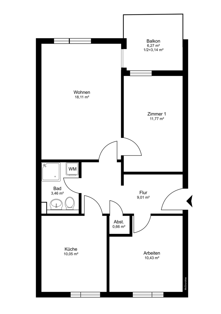 Moderne 3-Zimmerwohnung an der Ilmenau - Grundriss