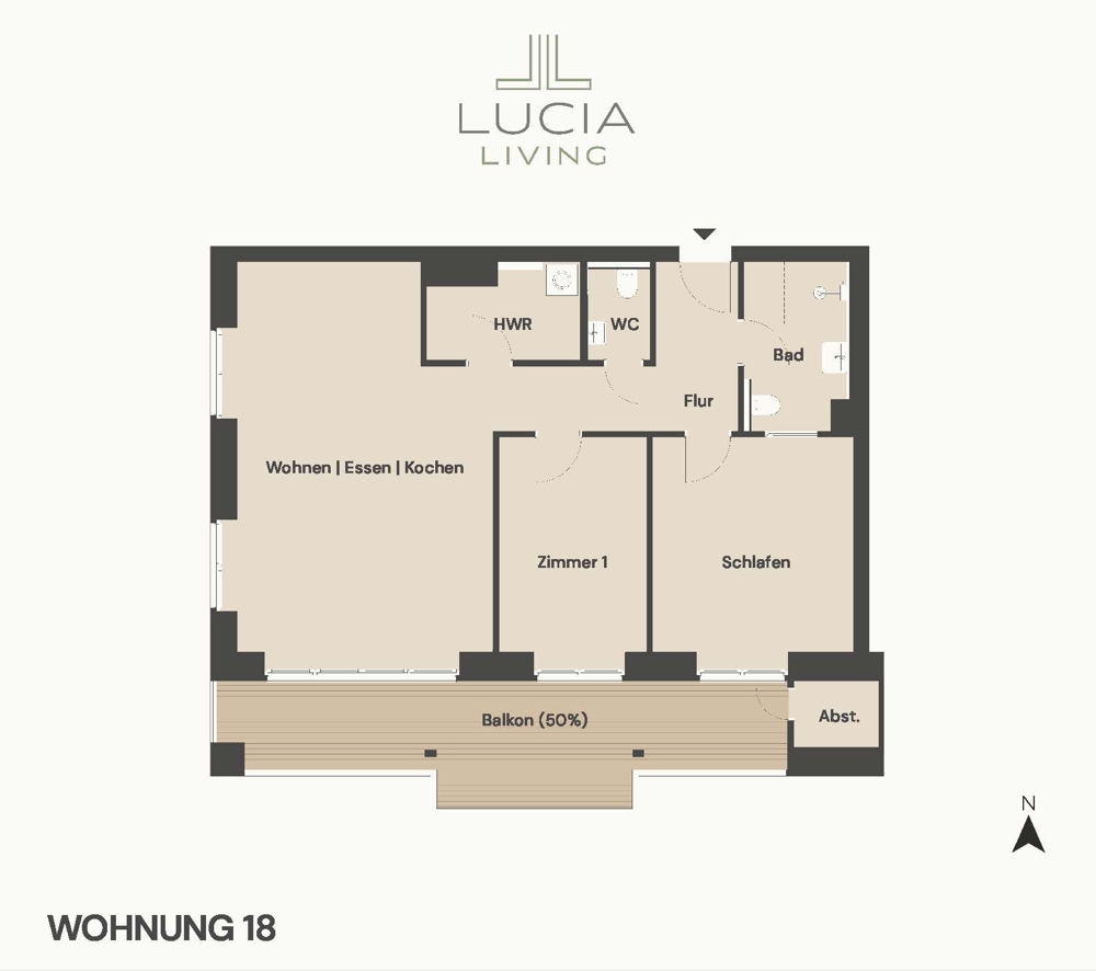 Provisionsfrei ins neue Zuhause – Exklusive 3-Zimmer-Wohnung mit Balkon - Grundriss