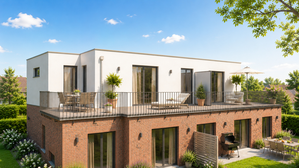Grün Wohnen mit Traumgarten - Hausansicht