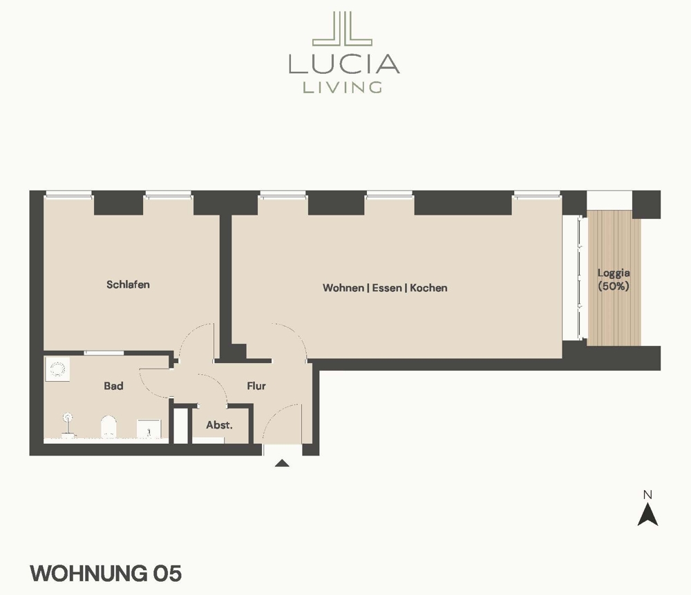 Ankommen und genießen – Stilvolle 2-Zimmer-Wohnung mit Balkon - Grundriss