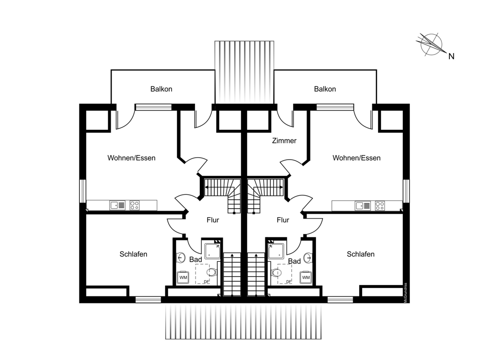 Steinweg Quartett - 2,5-Zimmerwohnung mit Sonnenbalkon - Grundriss