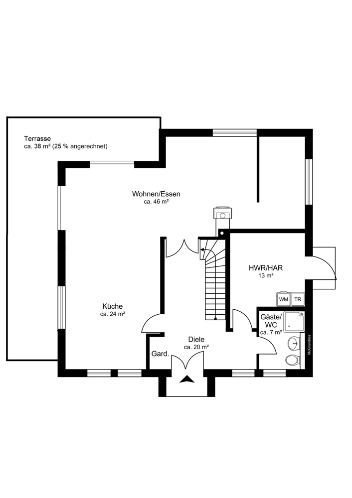 Wunderschönes und modernes Einfamilienhaus mit Pool in Südergellersen! - Grundriss Erdgeschoss
