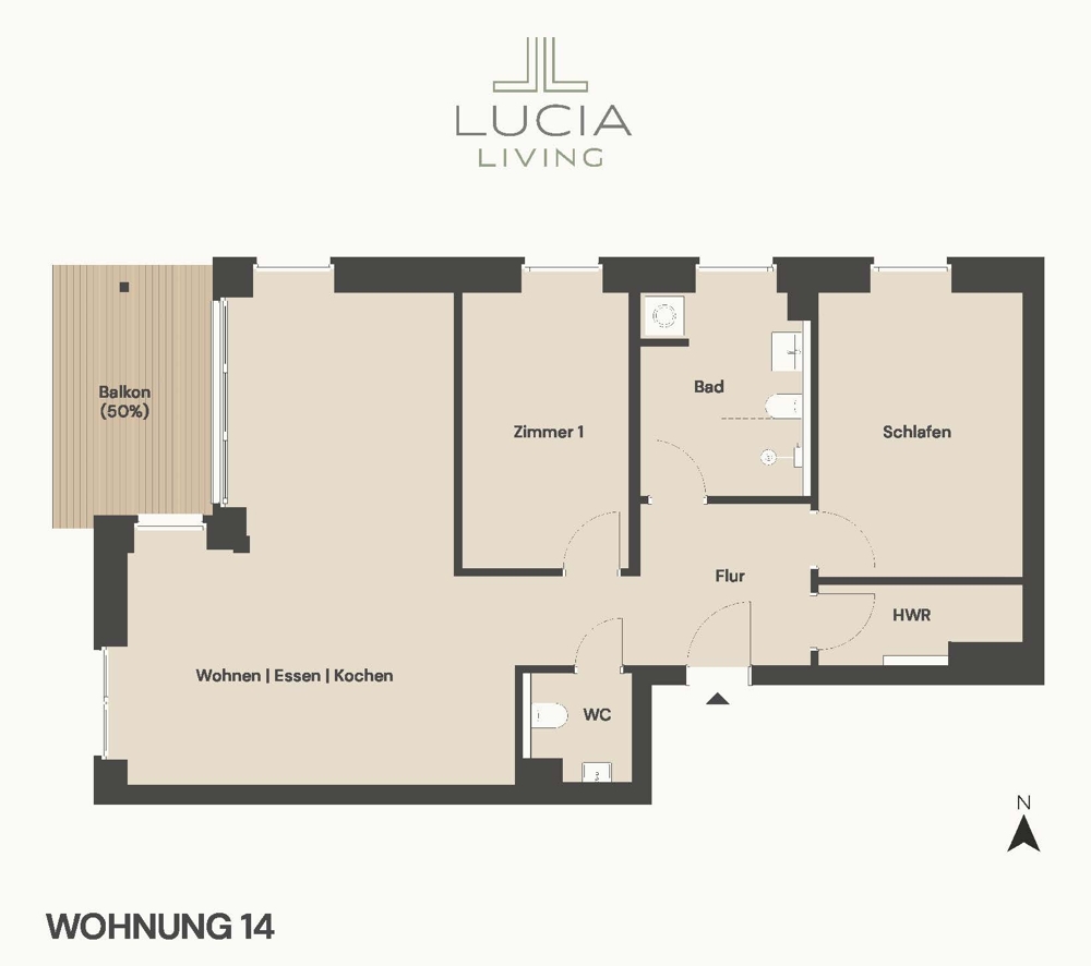 Raum für Lebensqualität – Moderne 3 Zimmer mit großzügigem Balkon - Grundriss