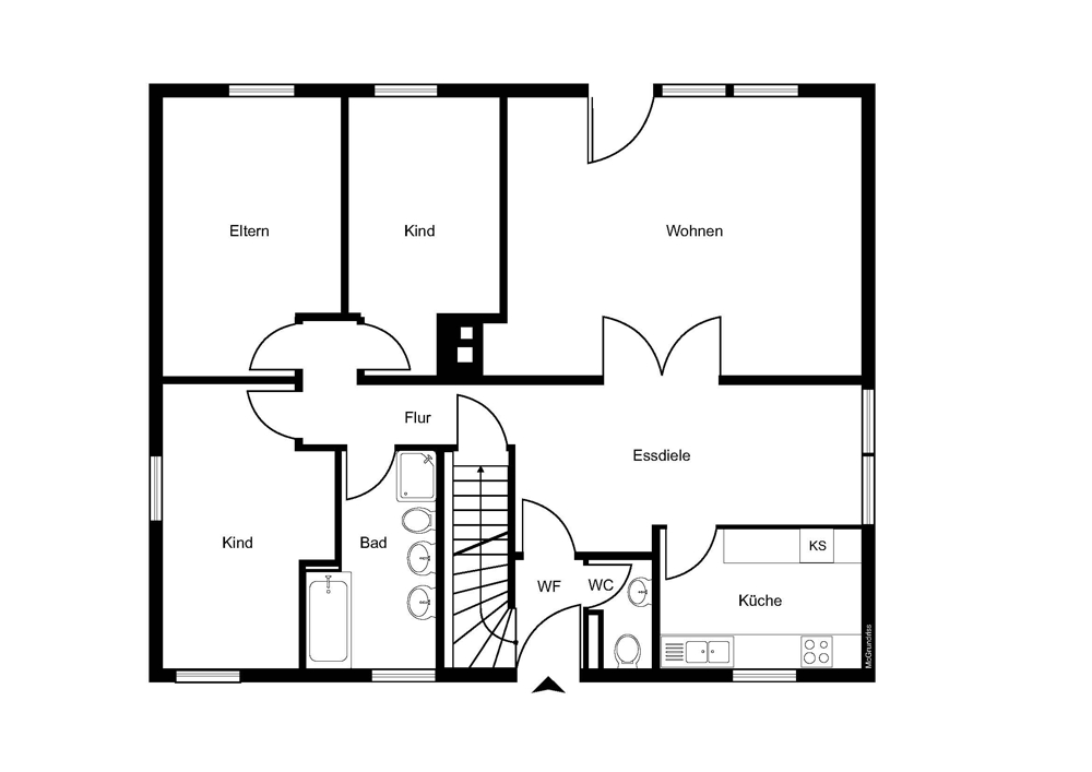 Attraktiver Bungalow mit großem Grundstück und viel Gestaltungspotenzial - Erdgeschoss