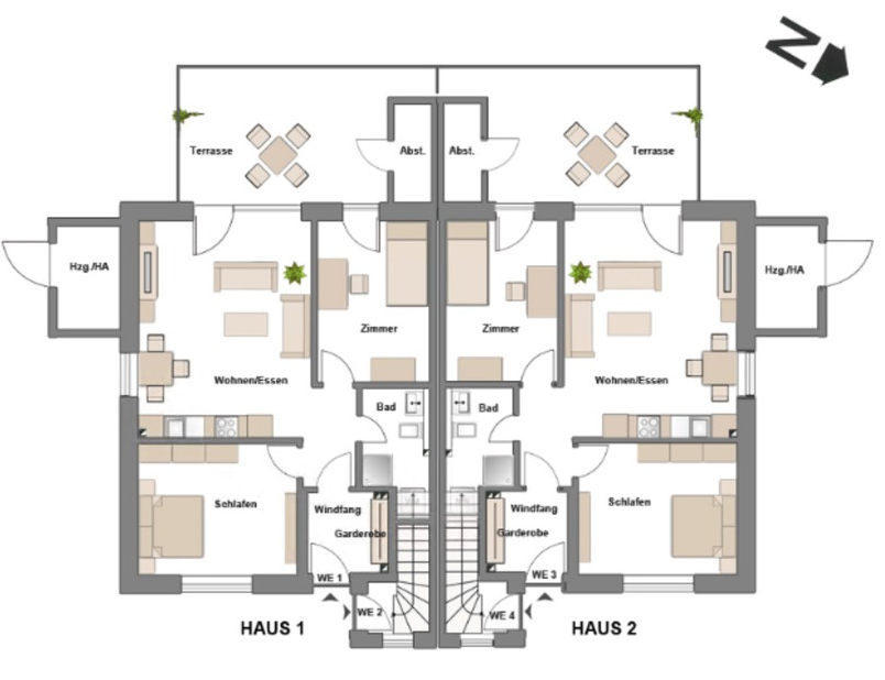 Steinweg Quartett - Grundriss Wohnung 1+3