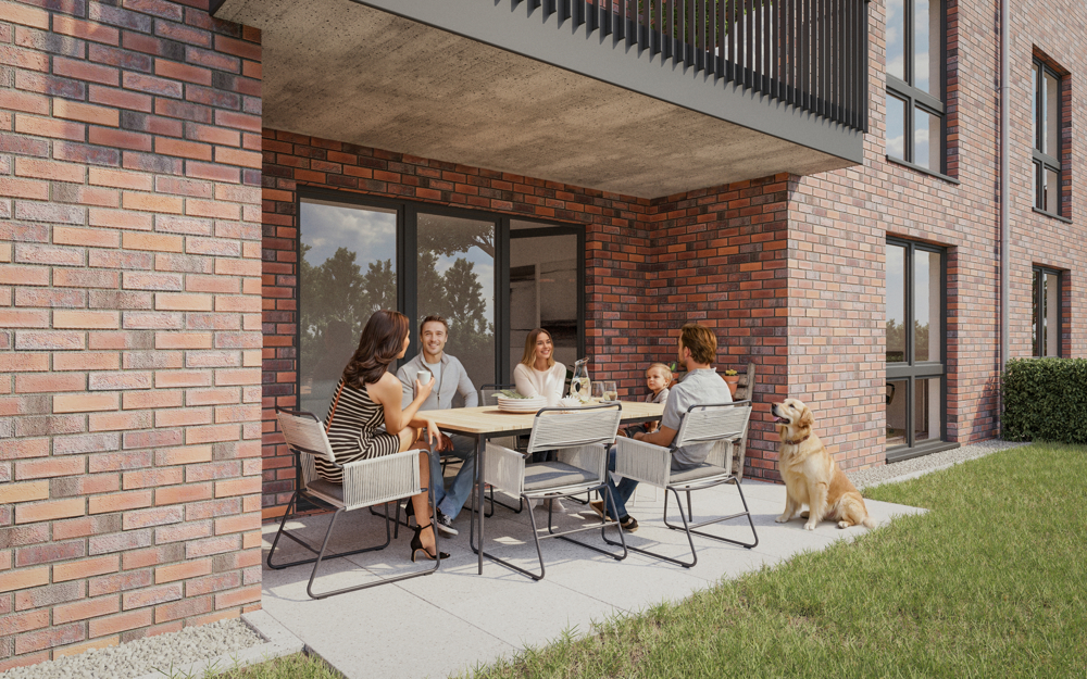 KLARE ARCHITEKTUR: 2-Zimmer-Erdgeschosswohnung im Hanseviertel - Süd-Ost Terrasse